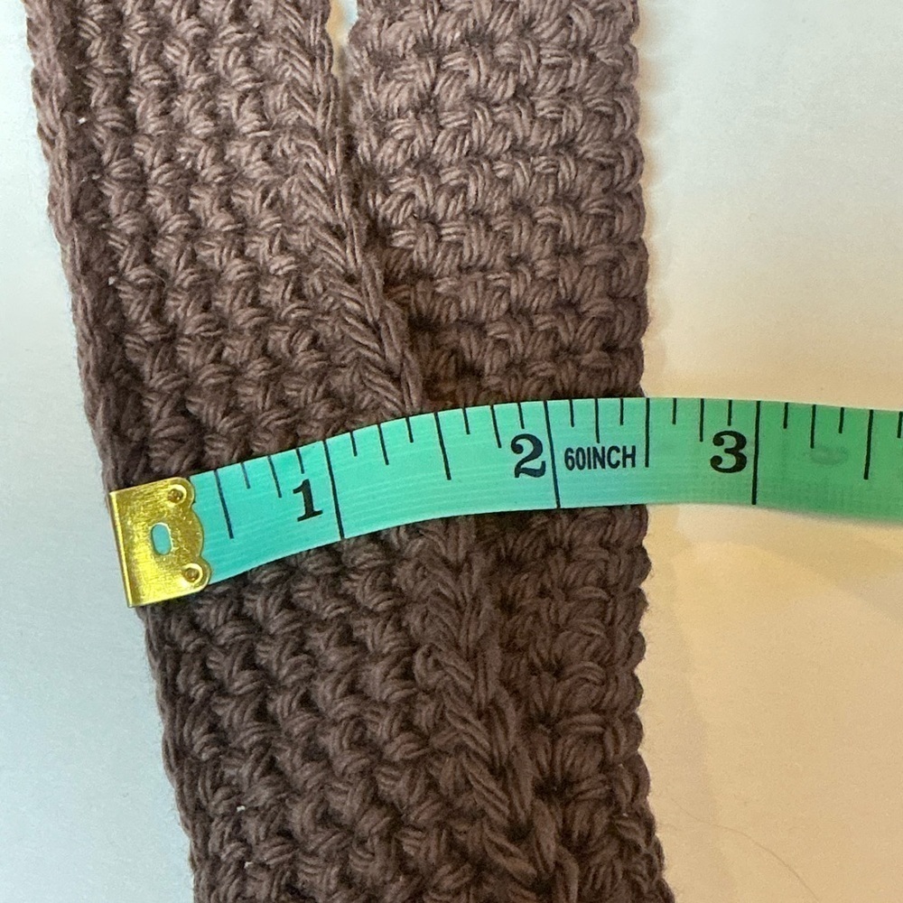 Large Crochet Mesh Market Bag Brown White Cotton Handcrafted Handmade Reusable - Picture 10 of 16